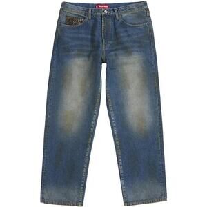 🐆 FW25 Supreme Leopard Faux Fur Loose Fit Jean “Washed Indigo” 38M